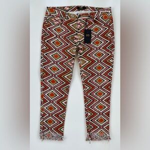 Lucky & Blessed Mid rise Ankle Skinny Jeans Western Aztec Print Size 16, NWT